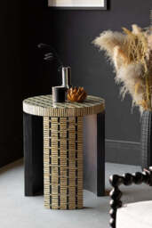 Bamboo Inlay Effect Side Table - thumbnail 1