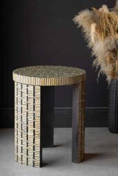 Bamboo Inlay Effect Side Table - thumbnail 4