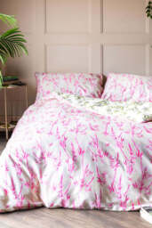 Green & Pink Bamboo Print Reversible Duvet Cover and Pillow Case Set - Available in 4 Sizes - thumbnail 5