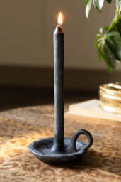 Charcoal Dinner Candle & Wax Candle Plate