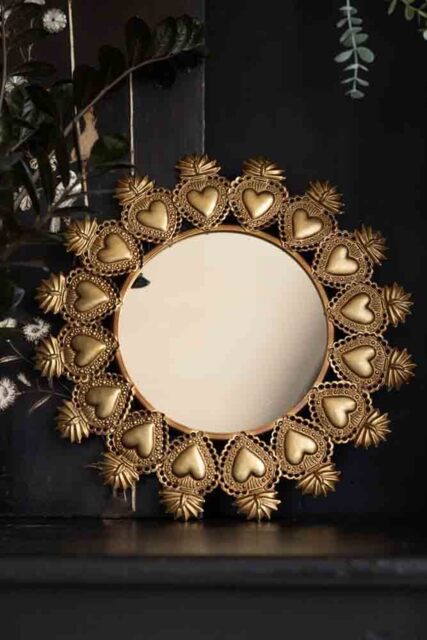 Gold Milagro Heart Mirror - image 1