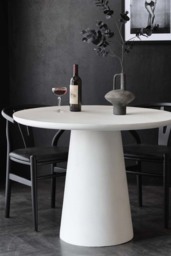 Round Indoor Dining Table In Off-White