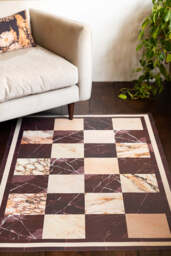 Checkered Burgundy Marble Effect Durable Floor Mat - thumbnail 1