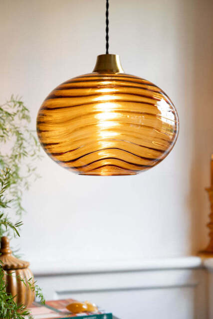 Swirled Glass Easyfit Ceiling Light Shade in Amber - image 1