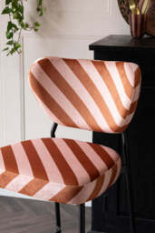 Set Of 2 Bar Stools in Pink & Amber Stripe Velvet - thumbnail 3