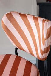 Set Of 2 Bar Stools in Pink & Amber Stripe Velvet - thumbnail 4