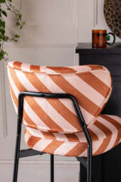 Set Of 2 Bar Stools in Pink & Amber Stripe Velvet - thumbnail 5