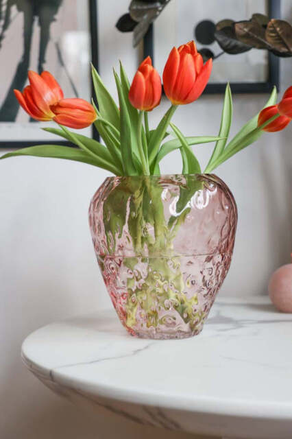 Pink Strawberry Glass Vase - image 1