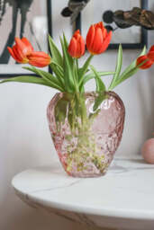 Pink Strawberry Glass Vase - thumbnail 1