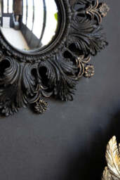 Small Black Flowers & Leaves Convex Mirror - thumbnail 5