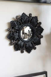 Small Black Flowers & Leaves Convex Mirror - thumbnail 3