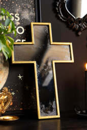 Antique-Style Gold Cross Wall Mirror