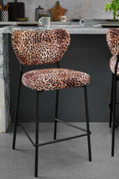 Set Of 2 Bar Stools in Leopard Print Velvet - thumbnail 3