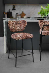 Set Of 2 Bar Stools in Leopard Print Velvet - thumbnail 4