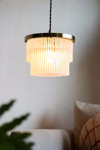 Gold Tiered Glass Easyfit Ceiling Light Shade - image 1