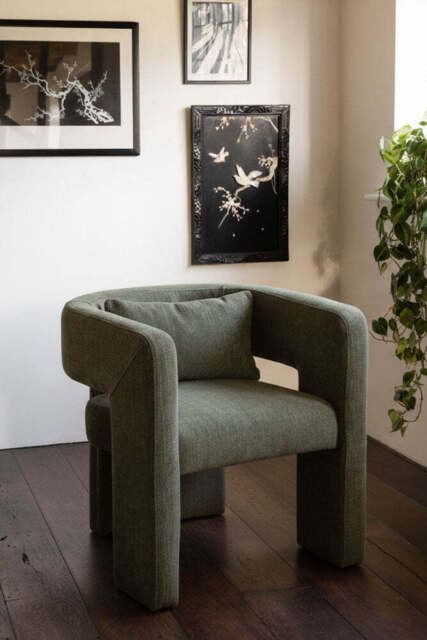 Modern Green Accent Chair with Bolster Cushion - image 1