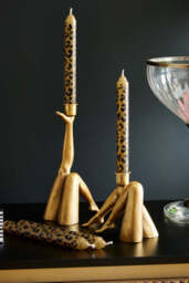 Set Of 4 Leopard Print Dinner Candles - thumbnail 3