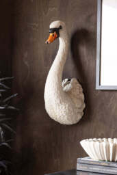 Large White Faux Swan Head Wall Art - thumbnail 1