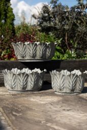 Set of 3 Petal Antiqued Planters - thumbnail 3