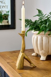 Kicking Leg Candle Holder In Gold - thumbnail 5