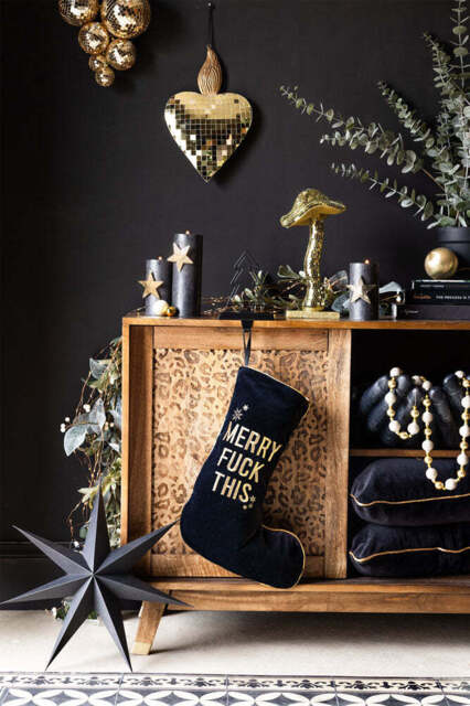 Luxury Merry Fuck This Black Christmas Stocking