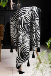 Zebra Print Velvet Throw with Tassels - thumbnail 3