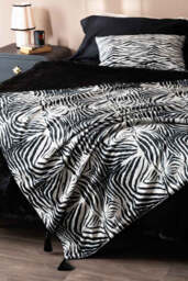 Zebra Print Velvet Throw with Tassels
