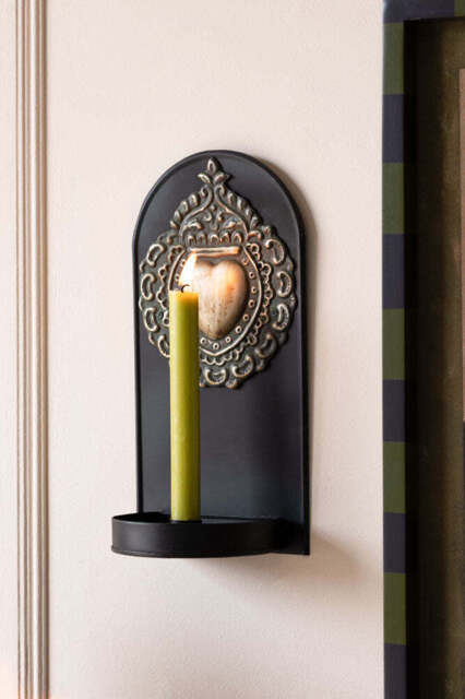 Gold Milagro Heart Candlestick Wall Sconce - image 1