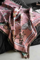 Denim & Bone Pink Loved Woven Cotton Throw - thumbnail 4