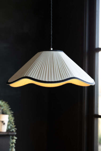 Scalloped Pleated Easyfit Ceiling Light Shade - Black & Natural - image 1