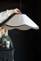 Scalloped Pleated Easyfit Ceiling Light Shade - Black & Natural - thumbnail 4