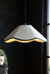Scalloped Pleated Easyfit Ceiling Light Shade - Black & Natural