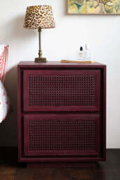 Burgundy Rattan Bedside Table - thumbnail 3