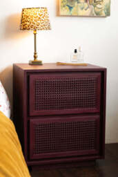 Burgundy Rattan Bedside Table - thumbnail 1
