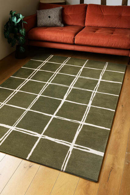 The Albany Grid Rug in Olive - image 1