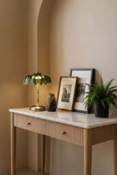 White Marble 2-Drawer Console Table - thumbnail 3