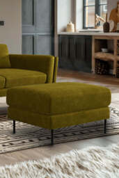 The Grace Footstool In Luxe Needlecord Velvet Vintage Green