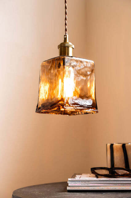 Sophisticated Dark Brown Squared Glass Ceiling Light - image 1