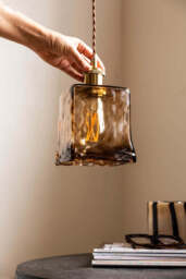 Sophisticated Dark Brown Squared Glass Ceiling Light - thumbnail 3
