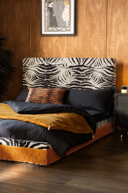 Tassel Bed in Zebra Print Needlecord Velvet - Available in 2 Sizes - image 1