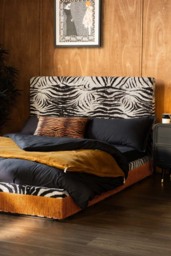 Tassel Bed in Zebra Print Needlecord Velvet - Available in 2 Sizes