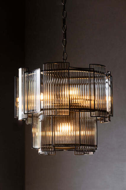 Ribbed Glass Loft Chandelier - image 1