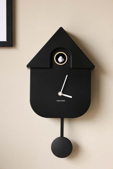 Modern Black Cuckoo Wall Clock - image 1