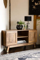 Natural Leopard Print Corner TV Unit