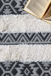 Monochrome Aztec Stripe Indoor/Outdoor Garden Rug - 3 Sizes Available - thumbnail 3