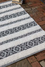 Monochrome Aztec Stripe Indoor/Outdoor Garden Rug - 3 Sizes Available - thumbnail 4