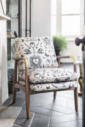 Celeste Hearts and Flowers Natural Accent Chair - thumbnail 1