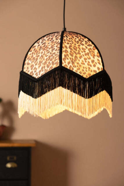 Leopard Love Print Double Tassel Edge Ceiling Light - image 1