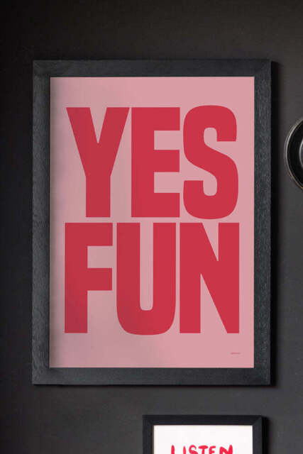 Yes Fun Pink & Red Art Print - Unframed - image 1