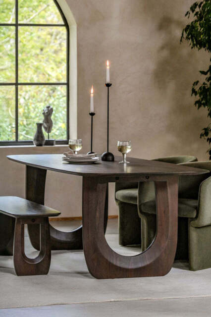 Curved Mango Wood Dining Table - image 1
